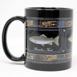 Rainbow Trout Yellow Perch Smallmouth Bass Coffee Mug Fisherman Black 10 oz Cup